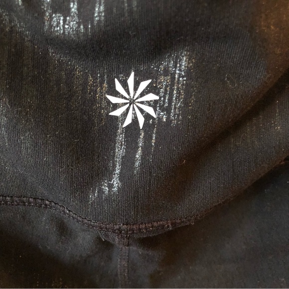 Athleta shiny textured black full length transcend tight legging sz M - Picture 6 of 7